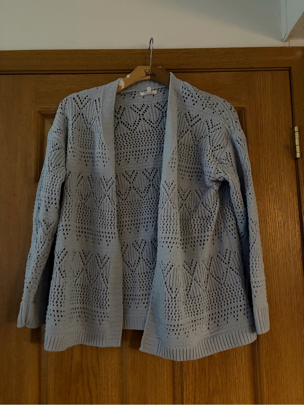 Maurice’s crochet open cardigan baby blue size large